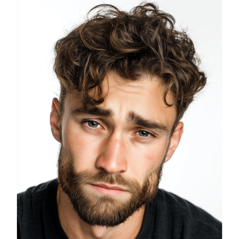 hombre con cabello preocupado